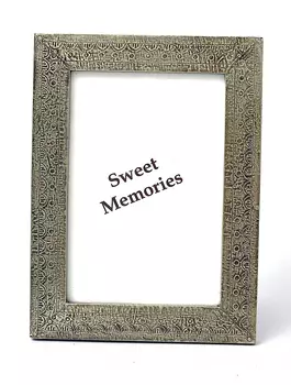 Деревянная фоторамка с металлическим покрытием 10х15см, Никель, Wooden Handicraft Photo Frame 4x6, произв. John Molly Decor&Gifts