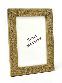 Деревянная фоторамка с металлическим покрытием 13х18см, Латунь, Wooden Handicraft Photo Frame 5x7, произв. John Molly Decor&Gifts