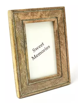 Деревянная фоторамка с отделкой (13х18 см), Никель, Wooden Photo Frame 5x7, произв. John Molly Decor&Gifts
