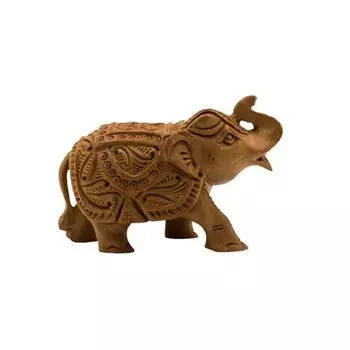 Деревянная резная статуэтка слона, Wooden Carving Elephant Statue, произв. Murli Handicrafts