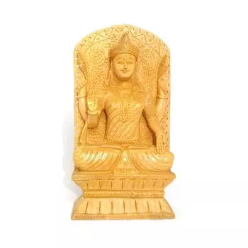 Деревянная статуэтка богини Лакшми ручной работы, Goddess Lakshmi Wooden Statue Handmade, произв. MYINDIA