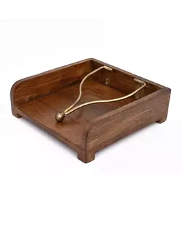 Деревянный квадратный поднос для салфеток, Латунь, Wooden Square Napkin Tray, произв. John Molly Decor&Gifts