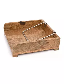 Деревянный квадратный поднос для салфеток, Никель, Wooden/Iron Napkin Holder, произв. John Molly Decor&Gifts