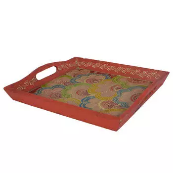 Деревянный поднос, Wooden Tray Floral, Handmade, произв. MYINDIA