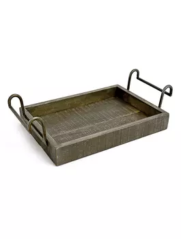 Деревянный прямоугольный поднос с железными ручками, Iron Wooden Rectangle Tray, произв. John Molly Decor&Gifts