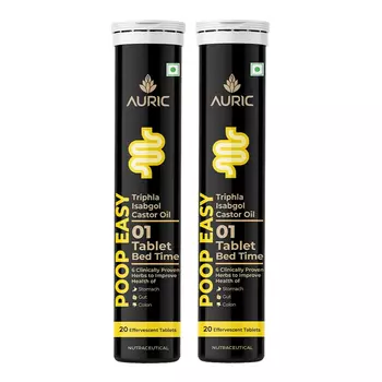 Добавка для очищения кишечника (2 x 20 таб, 4 г), Poop Easy, произв. Auric