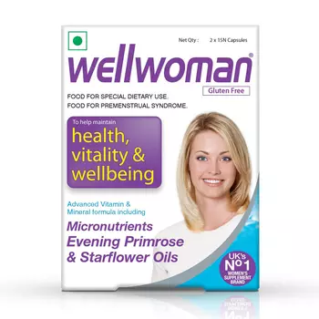 Добавка для женского здоровья (30 кап, 900 мг), Wellwoman Health, Vitality & Wellbeing, произв. Vitabiotics