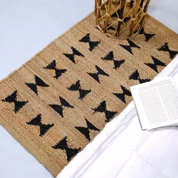 Джутовый ковёр ручной работы, Jute Rug Black, Handmade, произв. MYINDIA