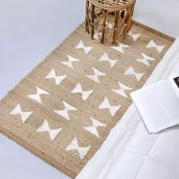 Джутовый ковёр ручной работы, Jute Rug White, Handmade, произв. MYINDIA