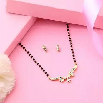 Estele 24 Kt Gold Plated Floral Mangalsutra Necklace Set