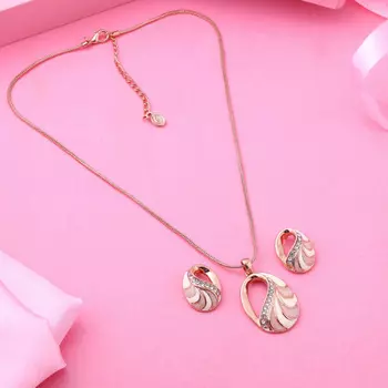 Estele - 24 KT Gold plated Necklace Set with Austrian Crystals and Enamel for Women