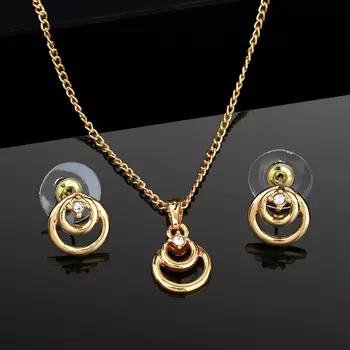 Estele 24 KT Gold Plated Spiral Diamante Pendant Set for Women / Girls