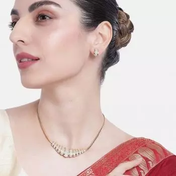 Estele Contemporary AD Diamonds Necklace Set