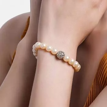 Estele - Fancy Cream Pearl Single line Bracelet with Crystal Balls