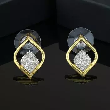 Estele Gold and Silver Plated American Diamond Jyoth Stud Earrings for women