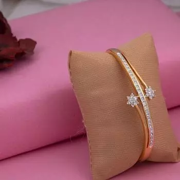 Estele Gold and Silver Plated Classic Seven Stone Twin Cuff Bracelet for women