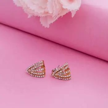Estele Gold Plated Crystal Line Half huggie Earrings for Girl's