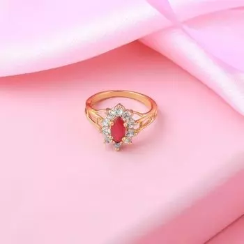 Estele Gold Plated CZ Daisy Flower Designer Ring for Women