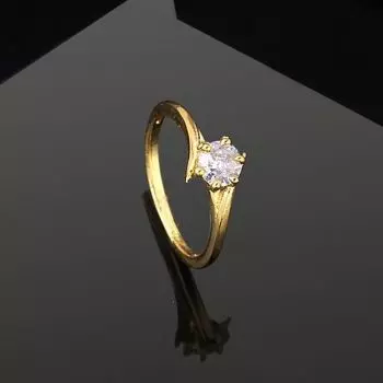 Estele Gold Plated CZ Solitaire Finger Ring for Women