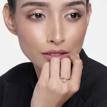 Estele Gold Plated Fancy Ring With Red American Diamond For Women (non adjustable)