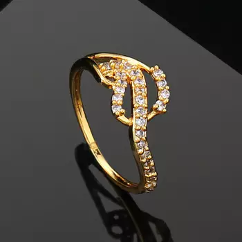 Estele gold plated latest designer finger ring with american diamonds for women( non adjustble)