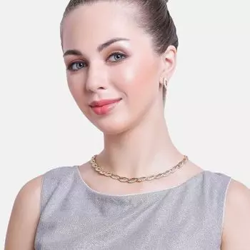 Estele Gold Plated Lead Shaped Necklace Set With Crystals For Women