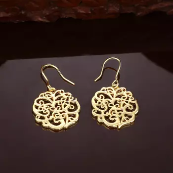 Estele Gold Plated Mesh Design Drop Earrings for women