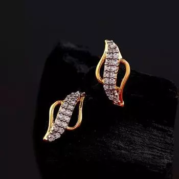 Estele Gold Plated Pearl Lady bug Stud Earrings for Women