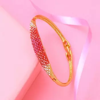 Estele Gold Plated Pink Crystal Cuff Bracelet for women