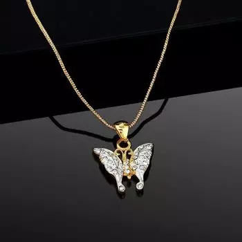 Estele Gold Plated Pretty Butterfly Pendant with White Stones for Women / Girls