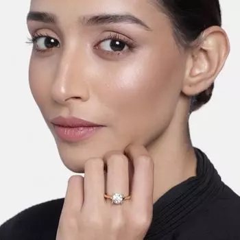 Estele Gold Plated Rings for Girls and Women in American Diamond CZ Ring for Women(non adjustable)