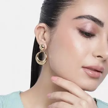 Estele Gold Plated Round Small Drop Earrings for Women/Girls