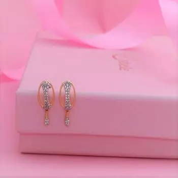 Estele Gold Plated Star and Moon American Diamond Earrings for Women