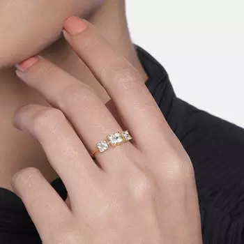 Estele gold plated studded floral american diamonds ring for stylish women( non adjustable)