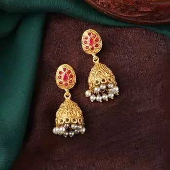 Estele Gold Plated Stunning Floral Designer Jhumki Earrings with Pearls for Women