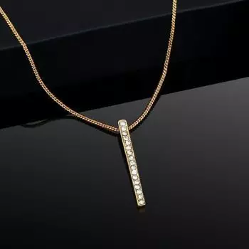 Estele Gold Plated Stylish Crystal Bar Pendant with Austrian Crystals for Women / Girls