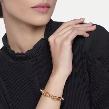 Estele Gold Plated Trendy Rectangle Link Bracelet for Women