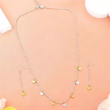 Estele Gold & Rhodium Plated Heart Designer Necklace set for Girls & Women