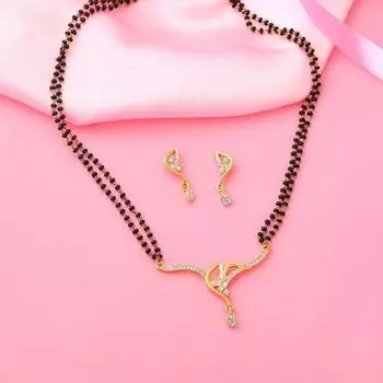 Estele Gold & Silver Plated Together Double Line Mangalsutra Necklaces