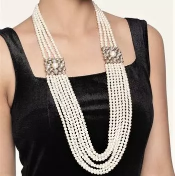 Estele Gold Tone Royal 7 string Pearl Necklace