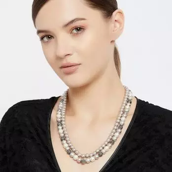 Estele - Pearly affair with white and shades of purple double line necklace