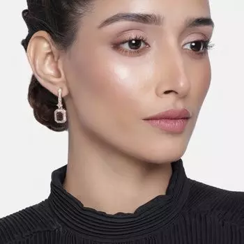 Estele Purple lusture stone drop latest earrings for women