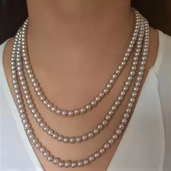 Estele purple pearl three layered necklace