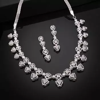 Estele Rhodium Plated CZ Gorgeous Necklace Set for Women