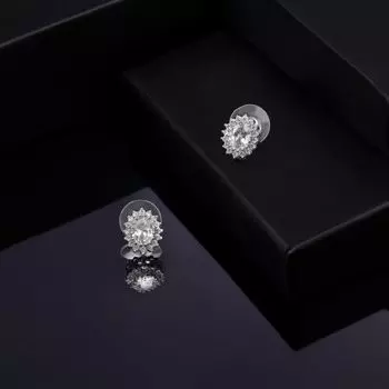 Estele Rhodium Plated CZ Twinkling Stud Earrings for Women
