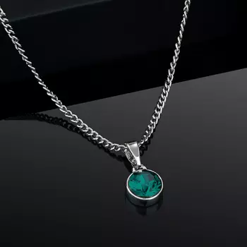 Estele Rhodium Plated Emerald Pendant with Austrian Crystals for Women / Girls