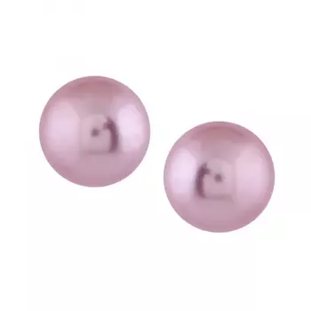 Estele Rhodium Plated Shimmering Pearl Stud Earrings for Women