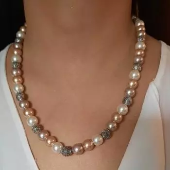 Estele Rhodium Plated- Versatile Multi Coloured Pearl Necklace for Women