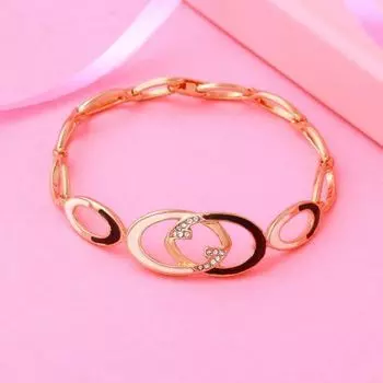 Estele Rose Gold Black And White Enamel Bracelet for women