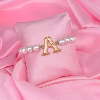 Estele Rose Gold Plated Adorable "A" Letter Pearl Bracelet for Women